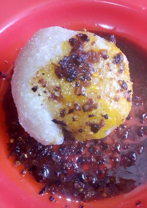 A picture of Taiba da miyar tarugu mai manja.