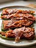 Barcas de Pimiento Verde Rellenas de Pollo a la Pimienta con Jamón