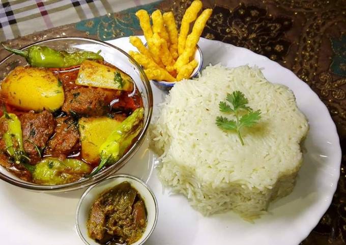 Aloo gosht WITH BAGHAAR