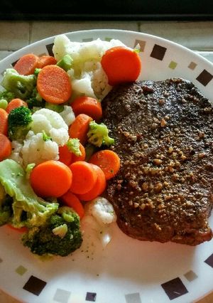 A picture of Cajun Oven Baked Steak and Veggies.