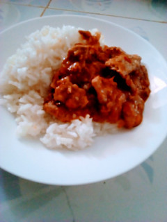 A picture of Rice and sosi.