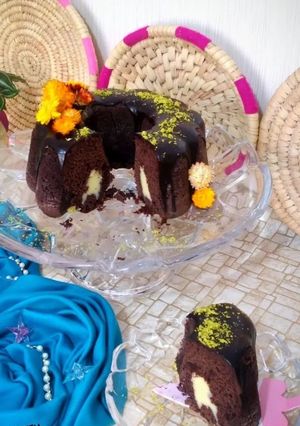 عکسی از دستور کیک دبل چاکلت با مغز کرمفیل