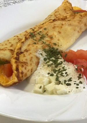 Rántottás zöldséges palacsinta recept fotója