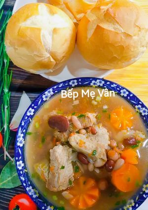 Hình của món Sườn heo nấu đậu.