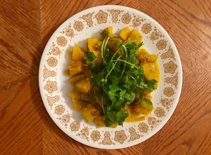 Hình của món Bí đỏ xào tỏi.