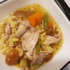 A picture of Chicken noodle soup.