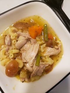 A picture of Chicken noodle soup.