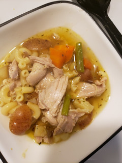 A picture of Chicken noodle soup.