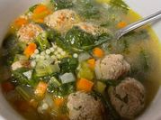 A picture of meatballs soup