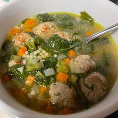A picture of Italian Wedding Soup.