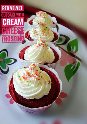 Foto resep Red velvet cupcake with cream cheese frosting 😉
