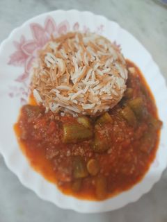 صورة لوصفة بامية ورز