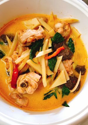 A picture of Red Curry Chicken with Bamboo Shoots.