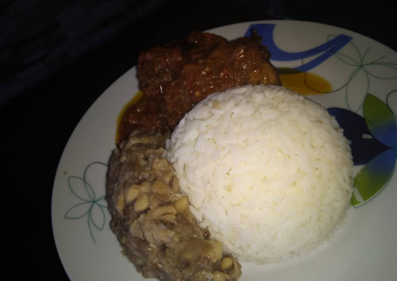 Rice, beans and stew