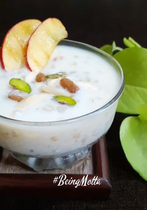 A picture of Apple-Sabudana Kheer With Grilled Apple Slices.