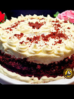 A picture of Red Velvet Cake With Vanilla Cream Frosting.