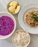 Cơm nhà: canh khoai mỡ- giá xào thịt ăn với cơm trắng