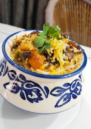 A picture of Vegetable Handi Biryani.