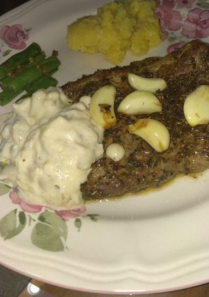 Foto resep Sirloin Steak w/ Mushroom Sauce + Buncis + Mashed Potato