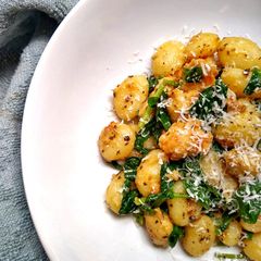 A picture of Gnocchi With Sausagemeat & Spinach In A Garlic Butter Sauce.