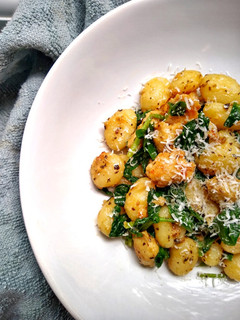 A picture of Gnocchi With Sausagemeat & Spinach In A Garlic Butter Sauce.