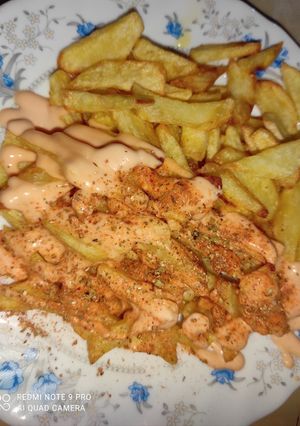 عکسی از دستور سیب زمینی سرخ شده با سس