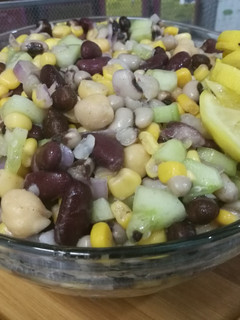 A picture of Mexican Beans selad.