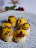 Volovanes rellenos de foie y salsa de mango