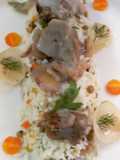 Blanquette de Veau with Spring Rice and Glazed Onions