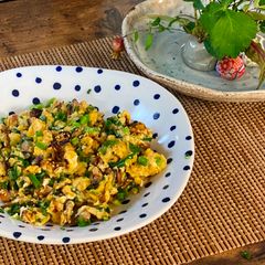 A picture of My mother’s Scrambled Egg with Roasted Pork.