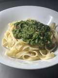 Tagliatelles aux champignons et aux épinards