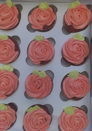 A picture of Moist Red Velvet Cupcakes.