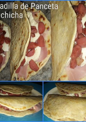 Una foto de Quesadillas de panceta y salchichas