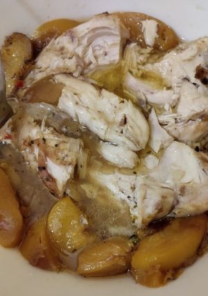 Őszibarackos sült csirkemell sütőzacskóban recept fotója