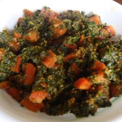 Fenugreek Leaves with Red Carrots A picture of Fenugreek Leaves with Red Carrots.