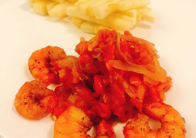 Step-by-Step Guide to Make Award-winning Yam fries paired with peppered shrimp sauce