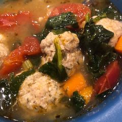 A picture of Low calorie Turkey meatball soup.