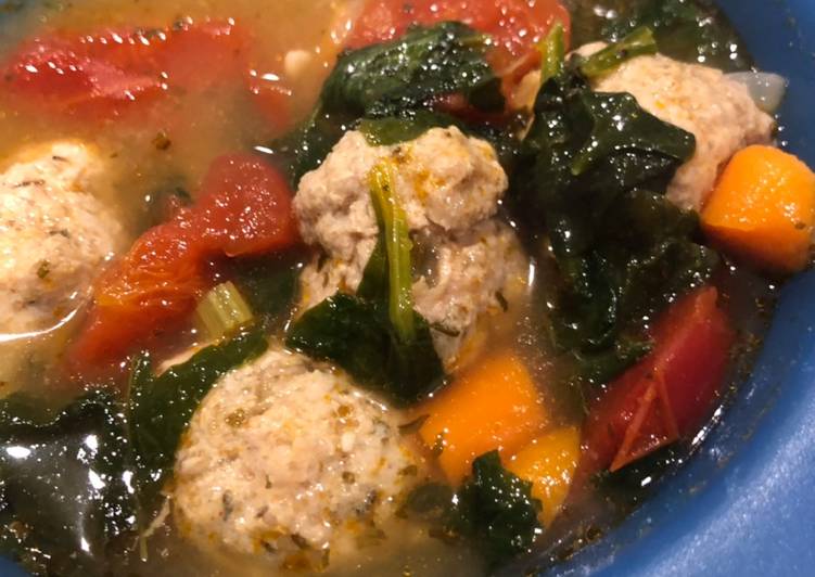 Steps to Make Homemade Low calorie Turkey meatball soup