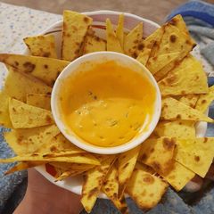 A picture of Corn Nachos with Quick Cheese Dip.