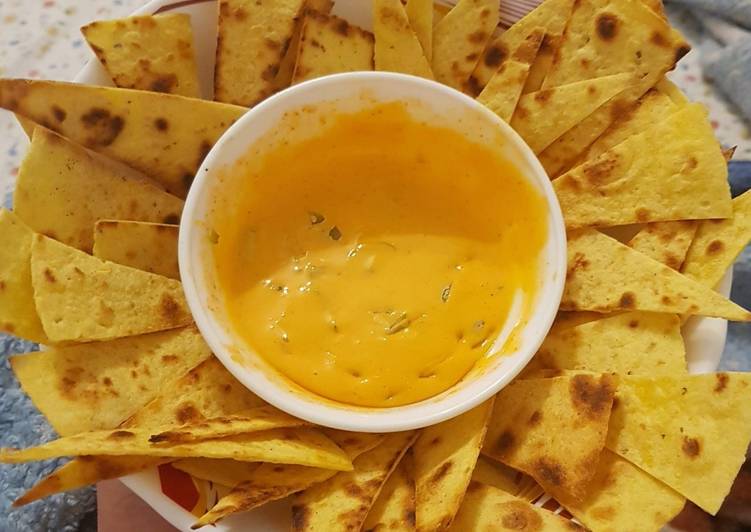 Steps to Prepare Favorite Corn Nachos with Quick Cheese Dip