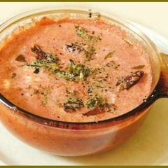 A picture of Beet root raita Kerala style.