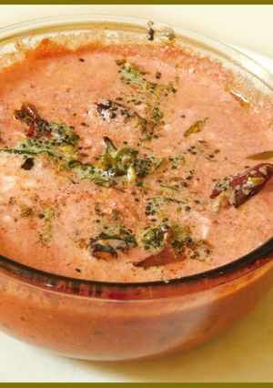 A picture of Beet root raita Kerala style.