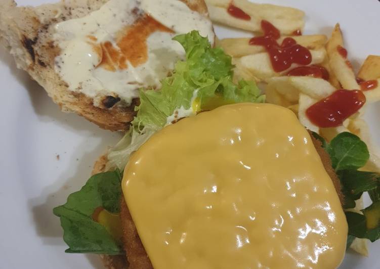 Recipe of Speedy Veggie Burger and Chips