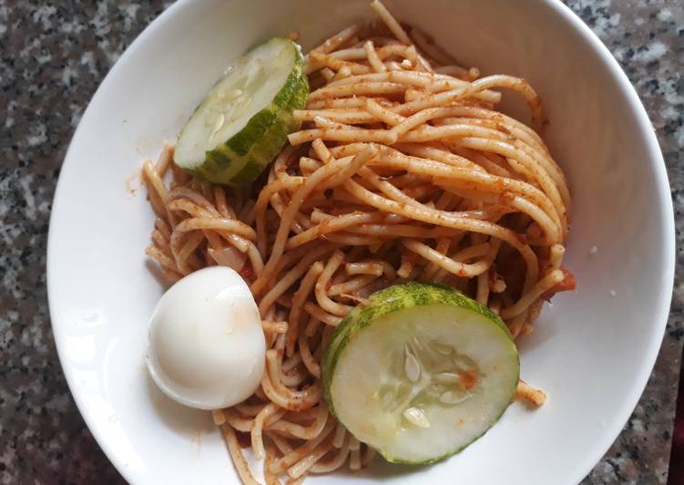 Easiest Way to Prepare Quick Spagetti with egg and cucumber