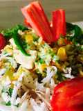 Mix veg briyani with grated coconut