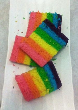 Foto resep Rainbow cake kukus putih telur