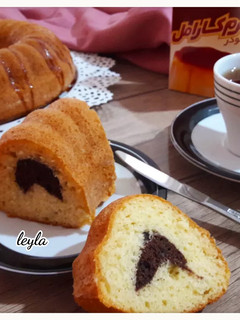 عکسی از دستور کیک با طعم کرم کارامل 😋😋😋