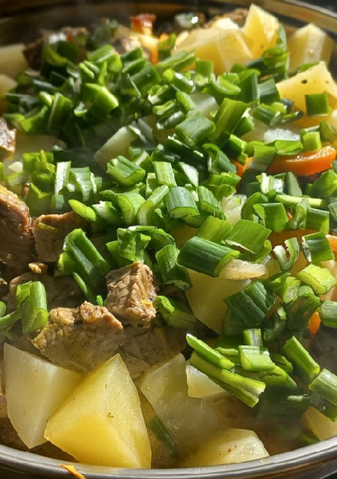 Una foto de Carne Guisada (punta paleta) con asado sobrante