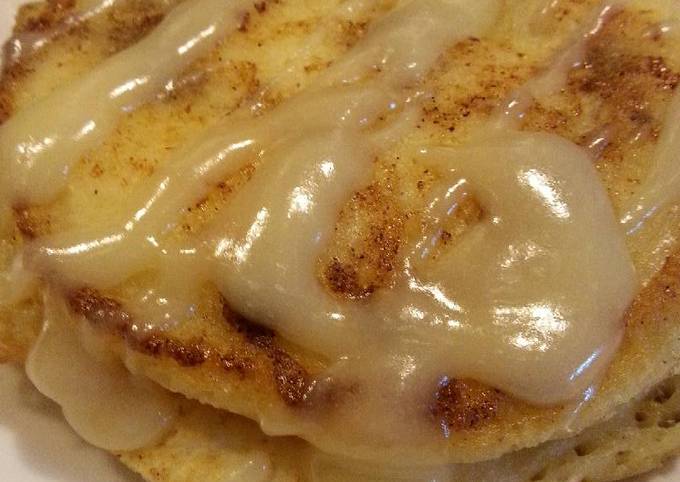 Cinnamon Roll Pancakes with Cream Cheese Glaze