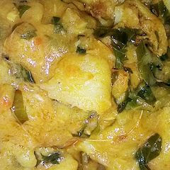 Porridge yam With smoke fish A picture of Porridge yam With smoke fish.